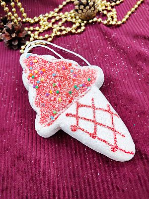 Елочная игрушка Мороженое  белый 15 см 32-34