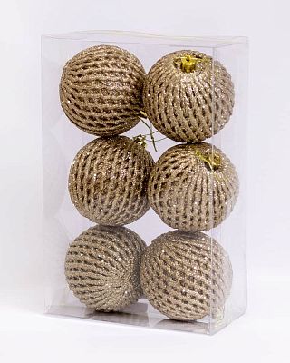 Набор шаров 8 см 6 шт золотой SYPMQ-8006/G