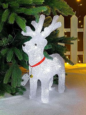 Светодиодная фигура Олень белый 40х30 см см акрил Р-1813 Светодиодная фигура Олень белый 40х30 см см акрил Р-1813