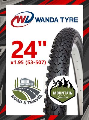 Велопокрышка Wanda 24"x1.95 (53-507) P1255  черный RTRP12550001