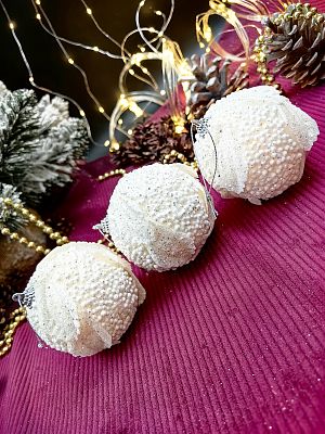 Набор шаров 8 см 3 шт белый 10-70