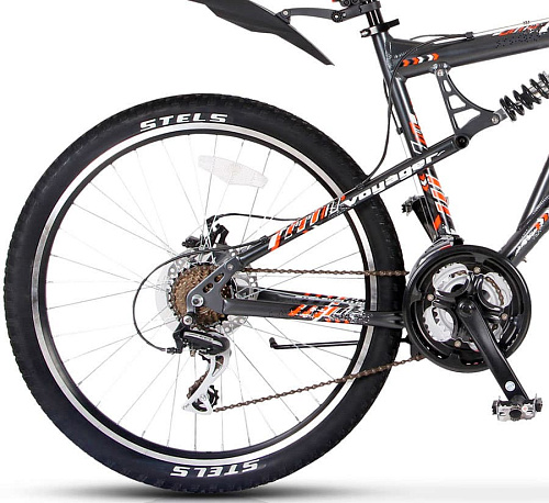 													Велосипед горный двухподвес  STELS Voyager MD 26" 19" Т.серый/оранжевый/белый LU064725 2020 фото 2
