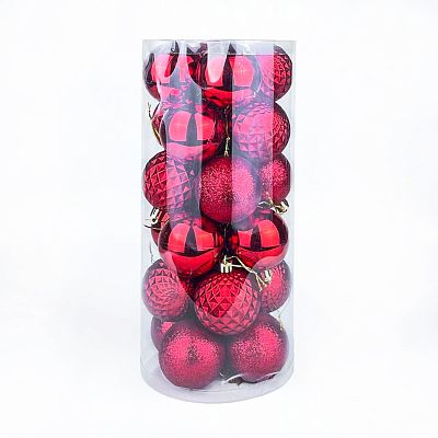 Набор шаров 6 см 24 шт красный 60AGV24-H09R