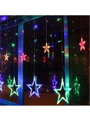 Уценка Светодиодная бахрома 3 м, цветной (RGB) 12 шт., 8 режимов, провод прозрачный, K130-529