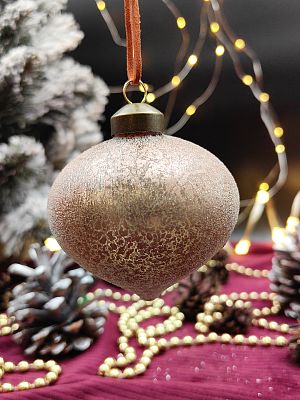 Шар розовое золото 8 см, стекло Merry Green MG24215