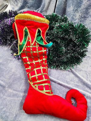 Носок рождественский красный/зеленый HG-125A6-GR