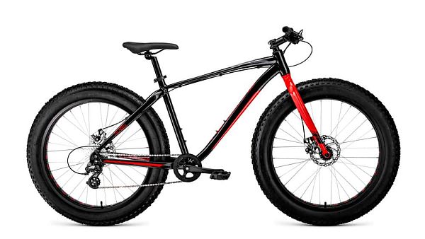 Велосипед Fat Bike FORWARD Bizon 26" 18" черный/красный  2019