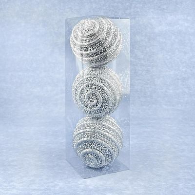 Набор шаров 8 см 3 шт серебристый 130601S8