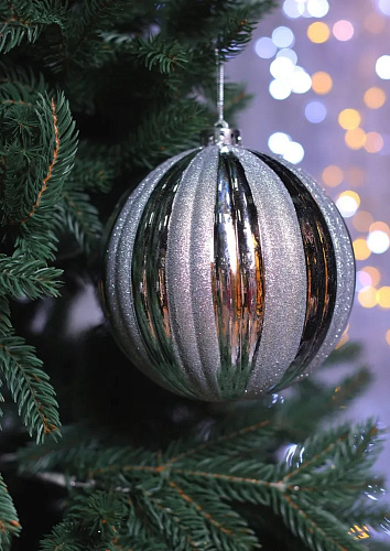 Шар 15 см 1 шт серебро 150SP01-02S фото 2 Шар 15 см 1 шт серебро 150SP01-02S фото 2