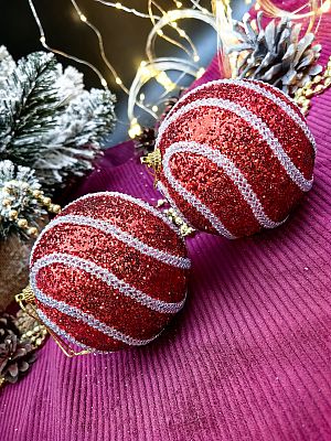 Набор шаров 10 см 2 шт красный 9111-34