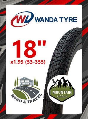 Велопокрышка Wanda 18"x1.95 (53-355) P1023  черный 18WD1023