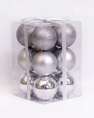 Набор шаров 6 см 12 шт серебряный 6012ABC/S