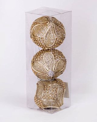 Набор шаров 8 см 3 шт золотой 2016224