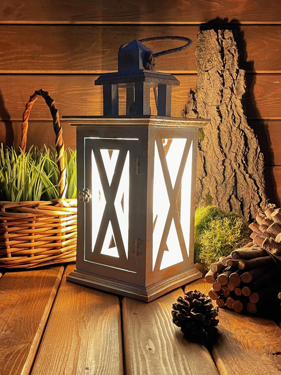 Фонарь декоративный деревянный голубой V-27Юнный принц фото 6 Фонарь декоративный деревянный голубой V-27Юнный принц фото 6