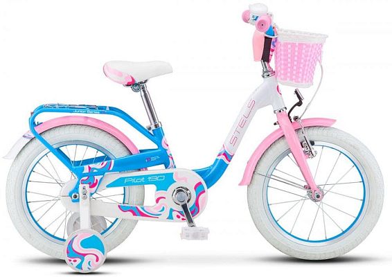 Велосипед детский  STELS PILOT 190 16" 9" бело-розово-голубой LU074711 