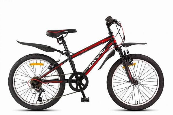 Велосипед горный MAXXPRO STEELY 20 20" 11" 7 ск. черно-красный X2002-2 (18) 2021
