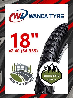 Велопокрышка Wanda 18"x2.40 (64-355) P1130 BMX  черный RTRP11300003