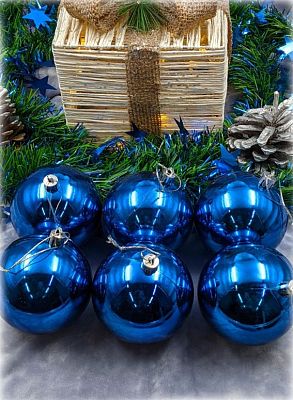 Набор шаров 8 см 6 шт синий 80SP06-01BLUE