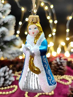 Елочная игрушка Снегурочка синий 11 см, стекло  // снегурочка BLUE
