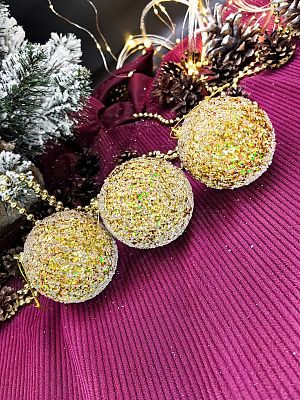 Набор шаров 8 см 3 шт золотой 301536G8