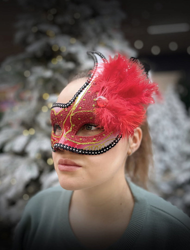 Карнавальная маска см красная с серебром PL1064RedSilver фото 2 Карнавальная маска см красная с серебром PL1064RedSilver фото 2