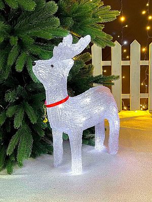 Светодиодная фигура Олень белый 40х30 см см акрил Р-466 Светодиодная фигура Олень белый 40х30 см см акрил Р-466