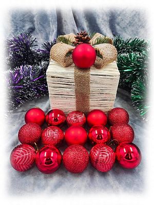 Набор шаров 5 см 16 шт красный PE-6r