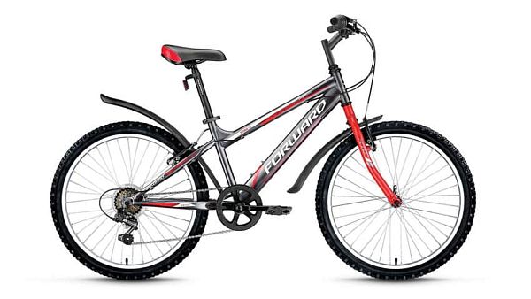 Велосипед горный FORWARD Titan 1.0 24" 14" 6 ск. серый глянцевый FORWARD Titan 1.0 14" серый глянцев