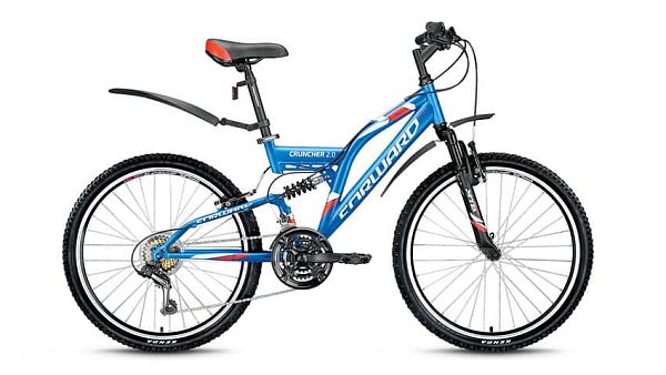 Велосипед горный двухподвес FORWARD Cruncher 2.0 24" 14,5" 18 ск. синий матовый FORWARD Cruncher 2.0