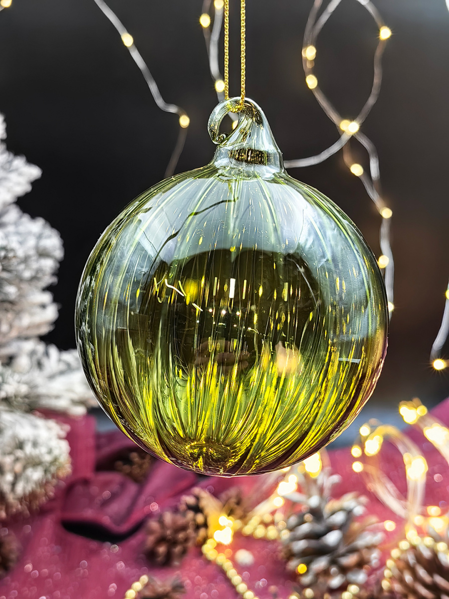 Шар прозрачный/зеленый 8 см, стекло Merry Green MG24027 Шар прозрачный/зеленый 8 см, стекло Merry Green MG24027