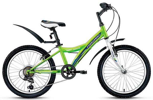 Велосипед горный FORWARD Dakota 1.0 20" 10,5" 6 ск. зеленый глянцевый FORWARD Dakota 20 1.0 10,5" зе