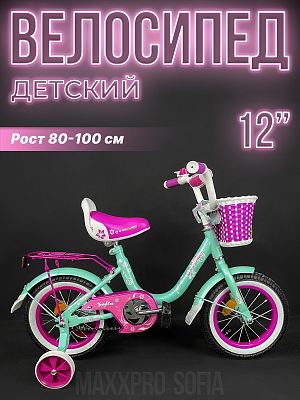 Велосипед детский MAXXPRO SOFIA 12"  бирюзовый/розовый SOFIA-N12-1-2025 2025