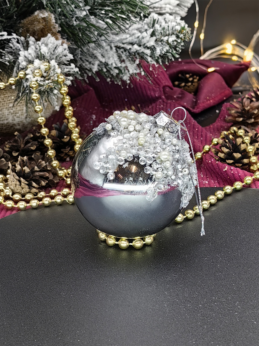 Шар серебро 8 см, стекло Merry Green MG24210 фото 2 Шар серебро 8 см, стекло Merry Green MG24210 фото 2