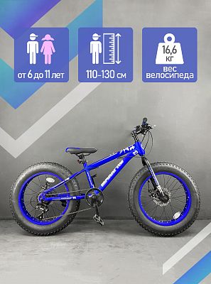 Велосипед Fat Bike MAXXPRO FAT X20 20" 12" 6 ск. сине-белый N2040-2 2021