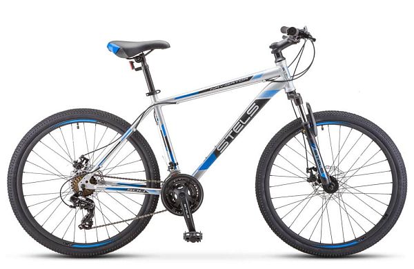 Велосипед горный STELS Navigator 500 MD 26" 20" 21 ск. серебристый/синий LU085188 