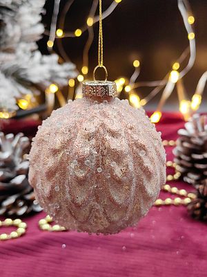 Шар сатин шапмань 8 см, стекло Merry Green MG24181