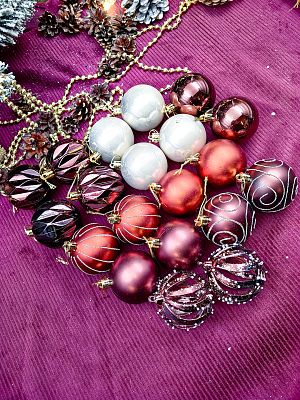 Набор шаров 5,5 см 20 шт кофе/бежевый Р-7220Cofe