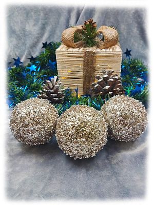 Набор шаров 8 см 3 шт шампань 803-29