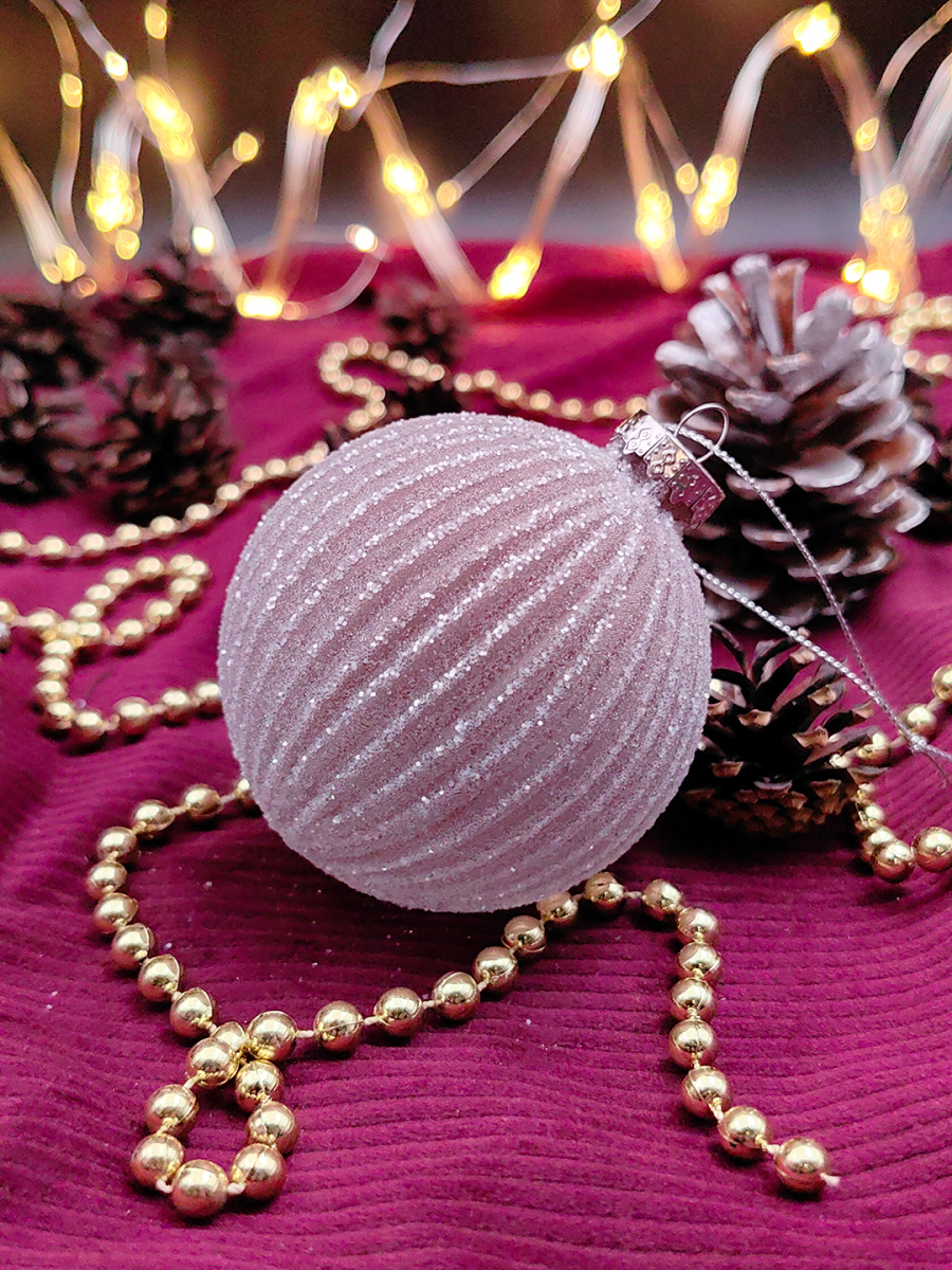 Шар снежная сирень 8 см, стекло Merry Green MG24153 фото 2 Шар снежная сирень 8 см, стекло Merry Green MG24153 фото 2