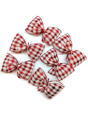 Набор украшений Бант 12x6 см. бело-красный 6шт BantB-White23