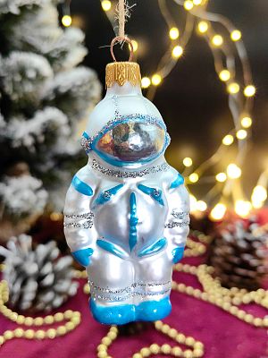 Елочная игрушка Космонафт серебро/синий 9 см, стекло  // космонафт BLU