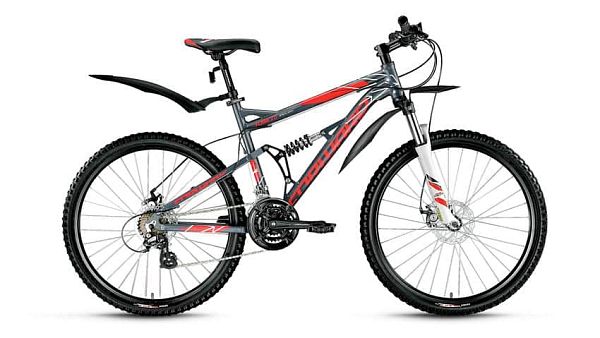 Велосипед горный двухподвес FORWARD Flare 2.0 disc 26" 18" 21 ск. серый глянцевый FORWARD Flare 2.0 