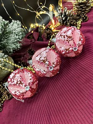 Набор шаров 8 см 3 шт розовый 22-28