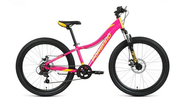 Велосипед горный FORWARD JADE 24 2.0 disc 24" 12" 7 ск. розовый/золотой RBKW1J347005 2021