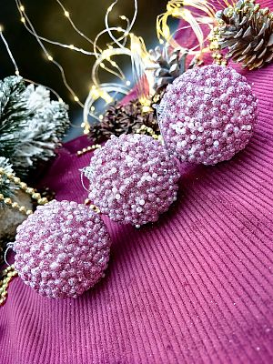 Набор шаров 8 см 3 шт розовый 10-71