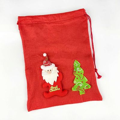 Мешочек для подарков Дед мороз 32x23 см красный  9817402dm