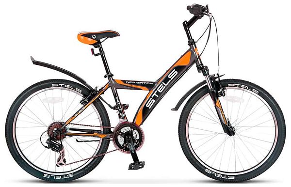 Велосипед горный STELS Navigator 410 V 24" 15" 18 ск. Серо-оранжево-черный LU071310 