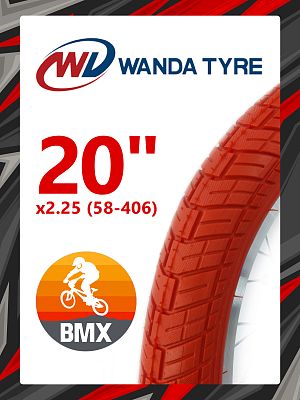 Велопокрышка Wanda 20"x2.25 (58-406) P1225 BMX  кирпичный P-1225WDRed