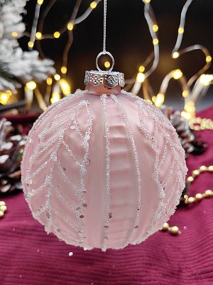 Шар жемчужно-розовый 10 см, стекло Merry Green MG24132