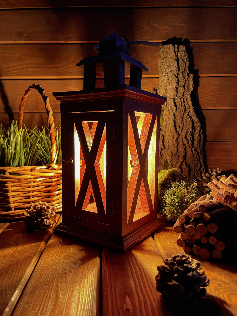 Фонарь декоративный деревянный винный V-16Винтажный кармин фото 6 Фонарь декоративный деревянный винный V-16Винтажный кармин фото 6